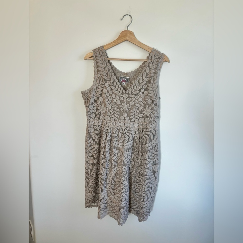 Yoana Baraachi - Anthropologie | Silk veiled beige dress | size 10 - Picture 8 of 10